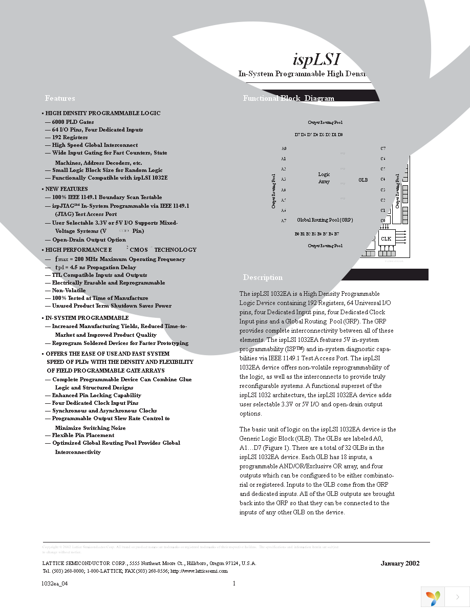 ISPLSI 1032EA-100LT100 Page 1